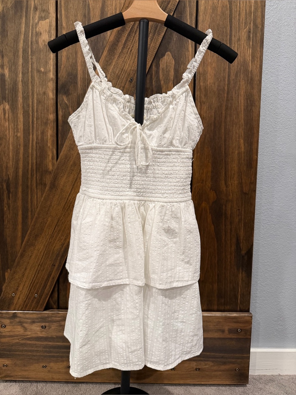 Aeropostale White Smocked Eyelet Cami Dress Size XS